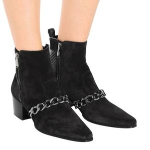 Balmain Suede Ella Chain Ankle Boots